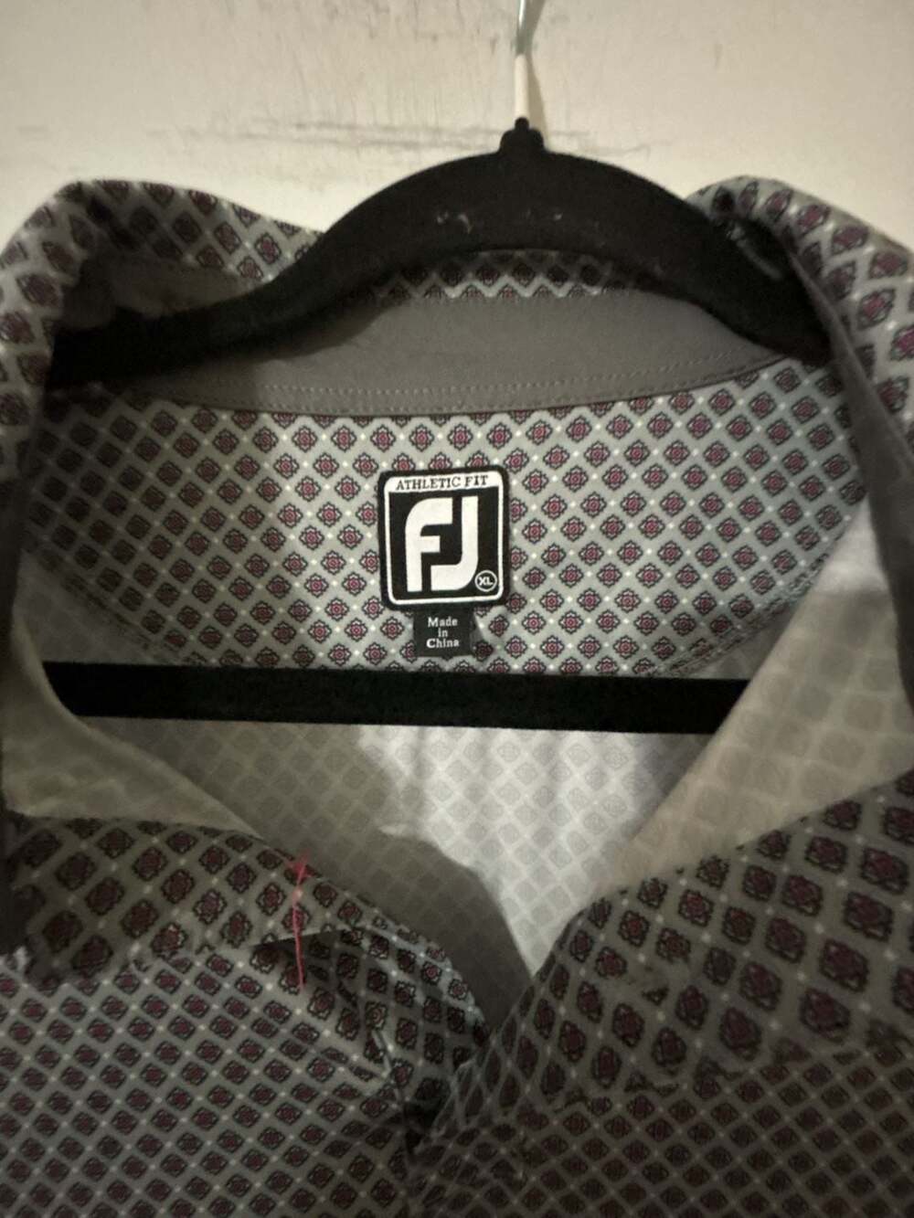 FootJoy Athletic Fit Golf Polo Shirt Mens XL Geometric Diamond Print Performance